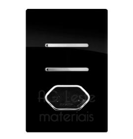 Conjunto Interruptor Duplo Simples + Tomada 20a 4x2 - Novara Preto Brilhante Cromado